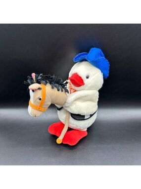 Vintage Cowboy Duck Plush Riding Stick Horse Applause Western Stuffed Animal